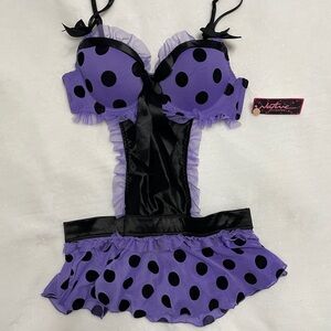 Native Intimates Purple and Black Polka Dot Lingerie